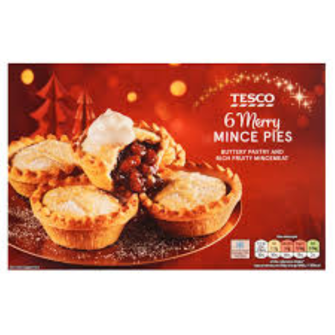 TESCO 6 MERRY MINCE PIES 6CK